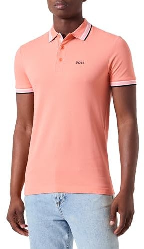 BOSS Mens Polo Shirt Open Red S