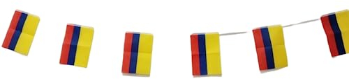 Bandera de Colombia 40 Unidades, Guirnalda 11.4M, Banderines, Bandera Nacional 14 x 21 cm para Decoraciones de Bares de Jardín