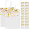 20 Stück Weiß Gold Geschenktüten, Papiertüten mit Henkel, Goldenen Herzen Wiederverwendbar Kraftpapiertüten für Einkaufen Hochzeiten Verpackungen Partys Geburtstag