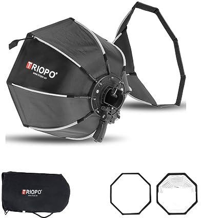 Triopo Softbox 25,6 pollici/65 cm Ombrello ottagonale Softbox fotografico per Godox V860II V860III V850II V850III TT600 TT685 TT685II YN560 III IV JY-680A, ecc. Flash Speedlite Soft Box (KS2-65)