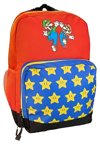 Fashion UK Super Mario und Luigi Rucksack, Schulrucksack für Kinder, kleine Größe und einfach zu tragen. 28 cm. Polyester. Mit Reißverschluss., mehrfarbig
