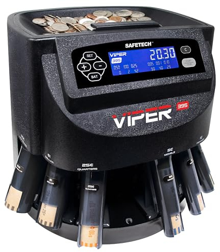 Safetech Viper V395 Coin Counter, Sorter, and Wrapper, Sorts All US Coins Including Half Dollars