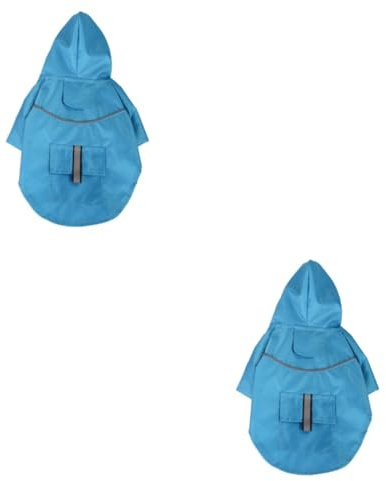 NOLITOY 2stücke Reflective Pet Dog Raincoat Wasserdichter Doppellagiger Regenmantel Mit Kapuze Für Hunde Blau s Für Outdoor-aktivitäten Sicher Bei Nacht