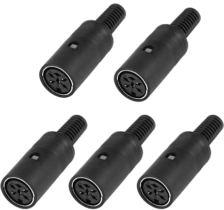 MEIRIYFA MIDI DIN 6-Pin Buchse Stecker, 5-Pack 6 Pin DIN Buchse Löt Audio MIDI Stecker für Mixer, elektronische Trommel, MIDI Keyboard (6 Pin)