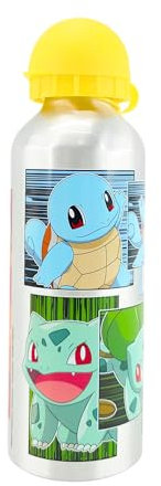 Pokemon Bouteille Réutilisable, Pikachu et Charmander Conception en Aluminium Résistant, Bouteille D'eau pour Enfants, Bouteille de Voyage, Capacité 500 ml | Gris