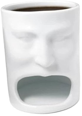 DimyFew Large Mouth Ceramic Coffee Mug with Biscuit Holder for Kitchen Office Wedding