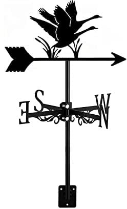 JYHSHOP Oie Sauvage Noir Métal Girouette du Vent pour Montage sur Toit Indicateur de Direction du Vent Cour, extérieur, cabanon, Jardin Terrasse décoration, E