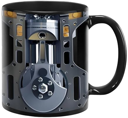 Taza divertida de ingeniero, taza de café mecánica - Tazas de café expreso Tazas de motor,Taza divertida con motor mecánico, tazas de café geniales, taza para beber con decoración de escritorio, decor
