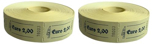 TAMLED Bonrolle 2,00 € gelb 2 Rollen je 1000 perforierte Abrisse fortlaufend nummeriert Wertmarke Gastromarken Festival Verpflegung Events Firmenveranstaltung Volksfest Vereinsfest Eintrittskarte
