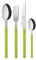 Sabre Paris | Ensemble de Couverts de Table 4 pièces Bistrot, Couleur Lime et Finition Brillante. Comprend Couteau, Fourchette, cuillère à Soupe et Petite cuillère en Acier Inoxydable.