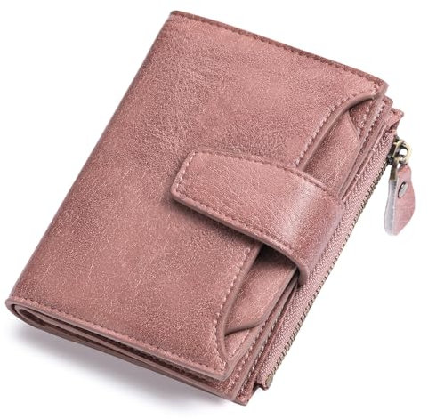 SENDEFN Portefeuille Femme Cuir Véritable Slim Porte-Monnaie Monnaie Femmes Fermeture Eclaire Portefeuille et Multi Cartes Anti RFID Blocage Court Portefeuilles