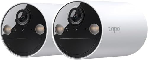 Tapo C410 2K(3MP) Caméra de Surveillance WiFi Extérieure sans Fil Batterie Lot de 2, Autonomie de 180j, Personne Détection, Vision Nocturne en Couleur, IP65 Etanche, Aucune hub requis