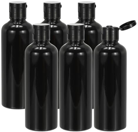 PATIKIL Travel Bottles with Flip Cap, 6 Pcs 3.4 Oz(100ml) Leak Proof Refillable Empty Dispenser Container Squeeze Bottle for Shampoo Toiletries Lotion Cream, Black