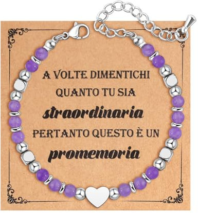 Cheerslife Regalo Bambina Ragazze Donna Bracciale Donna Idee Regalo Compleanno 8 9 10 11 12 13 14 16, Gioielli Per Adolescenti Donne Amici Sorelle Moglie Figlia Mamma Festa della Mamma Viola Ametista