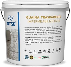 GUAINA TRASPARENTE - Sigillante protettivo idrorepellente trasparente per uso esterno, speciale per impermeabilizzare terrazzi