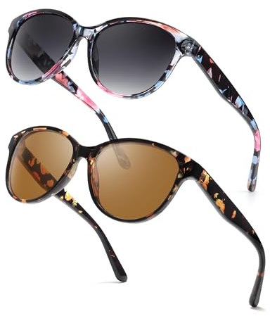 Myiaur 2 Pack Polarisierte Sonnenbrille Damen Trendige Cat-Eye Sonnenbrille mit UV400 Schutz Klassisches Retro Design