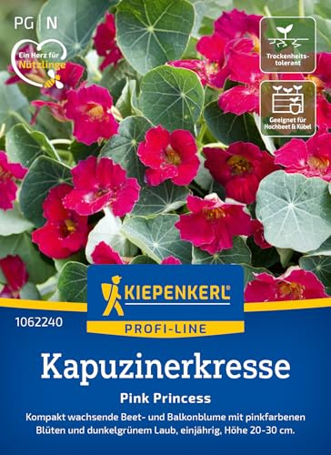 Kiepenkerl Kapuzinerkresse Pink Princess 1062240, Blumensaat | Kompakt wachsende Beet- und Balkonblume mit pinkfarbenen Blüten, Blumenwiese, Höhe 20-30 cm, für Beet & Balkonkasten