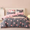 Freyamy Housse de Couette 220x240cm+2 Taie d'oreiller 65x65cm Coeur Imprimé Gris Rose Parure de lit 2 Personnes Adulte Motif du Cœur Sets de Housse Couette en Microfibre avec Fermeture Éclair