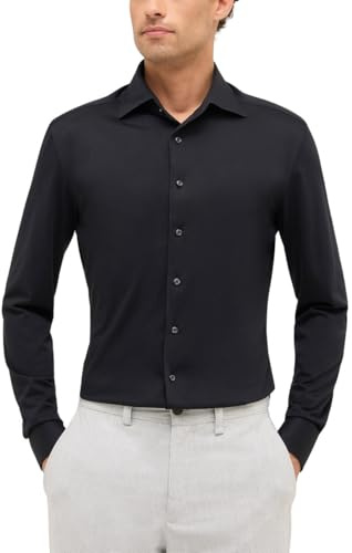 ETERNA Male Japanese Knitted unifarben Slim FIT 40_H_1/1, 1/1, schwarz