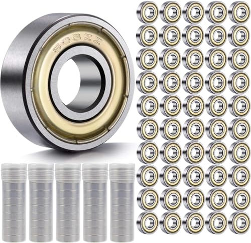 50 Stück 608 ZZ Kugellager, 8mm x 22mm x 7mm Metall Double Shielded Miniatur Rillenkugellager, 608 ZZ Kugellager Kohlenstoffstahl für Skateboard Roller Inline Skates
