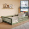 Kinderbett Bodenbett 140x200 cm mit Matratze Rausfallschutz & Lattenrost Montessori Bett Bed Gitterbett Kinder Jugendbett Einzelbett | Olivgrün weitere Größen 80x160 | 90x200 | 120x200 cm