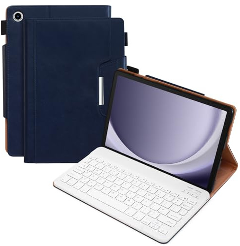 Case with Keyboard for Samsung Galaxy Tab A9 Plus A9+ 5G 11 Inch 2023 | Soft Case with Detachable Bluetooth Wireless Magnetic Keyboard Tablet Stand Cover UK Layout (Dark Blue)