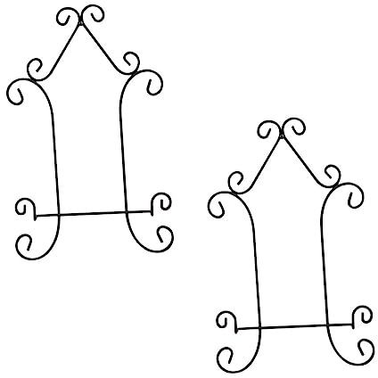 LIFKOME 2pcs Wall-mounted Iron Plate Display Stand Artwork Wall Display Rack Black 25x40cm Metal Wall Hanger Rack for Home Kitchen Decorative Plate Holder