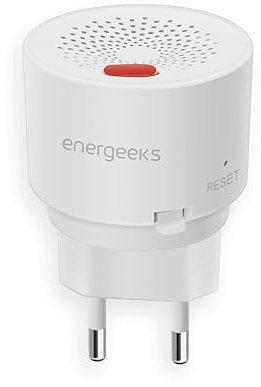 Energeeks - Detector de Gas WiFi Inteligente - Conexión Directa 230V - Sensor de Gas Natural, Propano y Butano - Sirena Integrada - Notificaciones al Móvil - Compatible Smart Life y Tuya