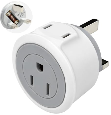 US to UK Plug Adapter, 2 in 1 USA to UK Travel Adaptor with 13A Fuse | Dual AC Outlet Plug Adapter for America, Canada, Japan to British Converter Power Adapters (Type A,B)