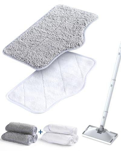 Steam Mop Replacement Pads - 6 Pack Machine Washable Microfiber Cloths, Reusable Cleaning Pads