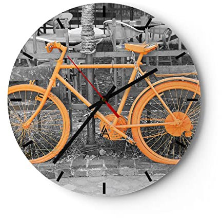 Modern Wanduhr Fahrräder Sport Verkehr alt 40x40cm Rund Groß Wand Uhr Glas Analog Zimmeruhren Küche Büro Wohnzimmer Glasuhr Wall Clock Dekoration Design Wanddekoration Küchenuhr C3AR40x40-3134