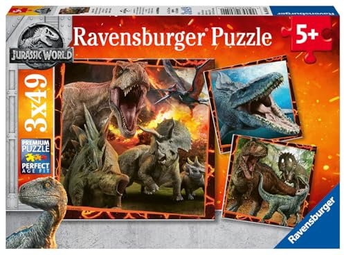 Ravensburger Kinderpuzzle 08054 - Jurassic World 2 - 3 x 49 Teile, Brown