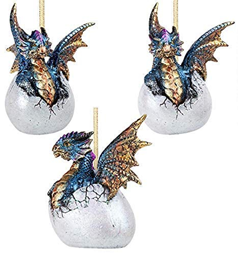 Design Toscano Harter gekochter Drache, schlüpfender Feiertagsschmuck, 8,9 cm, vollfarbig