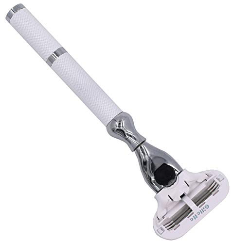 Parker Safety Razor ES Deluxe Frau Rasiermesser, kompatibel mit Gillette Venus Rasierklingen, 5,5 Zoll Allmetall Stiel (weiß)