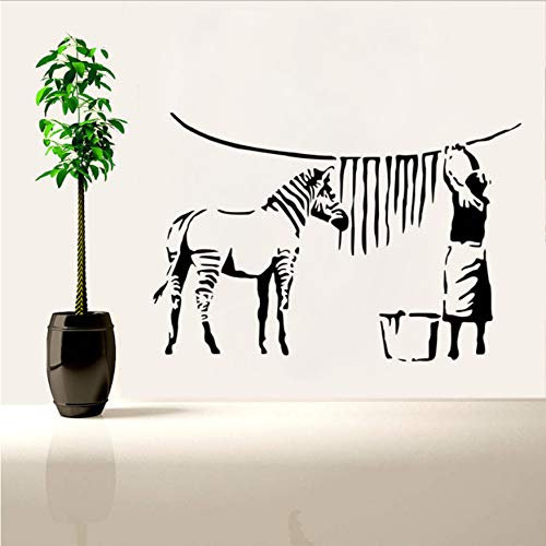 Wandaufkleber Banksy Wandtattoo Zebra Streifen Waschen Wandtattoo Straße Graffiti Abnehmbare Pvc Tapete Malerei Kunst 84X57 Cm