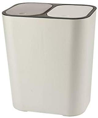 Venus valink Trash Peut Rectangle Plastique Bouton Poussoir Double Compartiment 12 Litre Recyclage Poubelle Garbage Peut, Trash Rangement Boite Récipient Cuisine Salle de Bain Agenda - Blanc