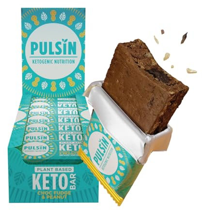 Pulsin - Plant Based Keto Protein Bars - Low Carb - 50g x18-12.6g Protein, 9.3g Fibre, 8.6g Carbs - Gluten, Palm Oil & Dairy Free Snack Bar - Choc Fudge