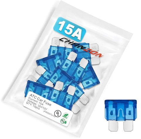 Chanzon 10 pièces fusible à lame ATC répertorié UL (norme ATO APR) 15A protection contre les surcharges et les courts-circuits à soufflage rapide