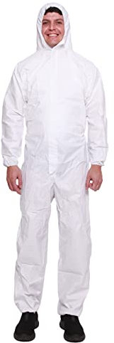 Mirabella Health & Beauty Unisex Disposable Hazmat Type Coverall with Hood Health and Safety Protective Clothing Category 3 L