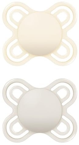 MAM Perfect Start S188 — Ultraweicher SkinSoftTM Silikonschnuller, extra dünn und flexibel, für Babys von 0 bis 2 Monaten, neutral (2 Stück), mit selbststerilisierbarer Box, Design kann variieren