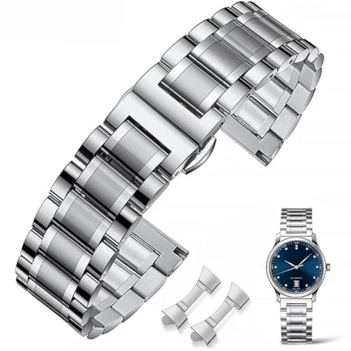 FOUUA Edelstahl Uhrenarmband Metallarmband Armbänder aus 16 18 19 20 21 22 24 Edelstahlarmband Ersatz Poliert Metal Armband Doppelschnalle Schwarz oder Silber Gold