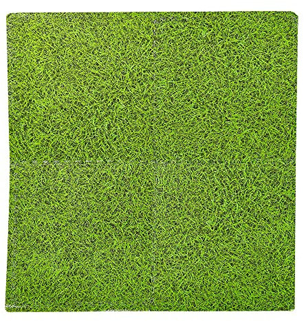 URBNLIVING Tapis de jeu pour enfants intérieur/extérieur en mousse EVA souple Motif feuilles d'herbe verte (4 pièces (60 x 60 cm)
