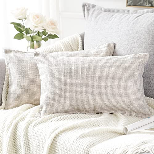 Artscope 2er Set Kissenbezug Einfarbig Wurfkissenbezug, Leinen Kissenbezüge Moderne Dekokissen Kissenhülle Set Kissen Fall für Sofa Auto Schlafzimmer Zuhause Dekor 30x50cm Beige