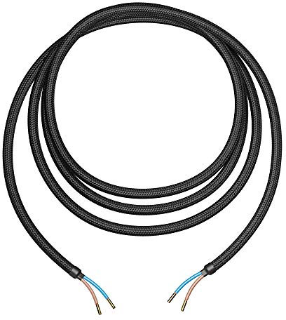 ledscom.de Textilkabel, 3 m, schwarz, 2 x 0,75 mm², H03VV-F Textilummantelung