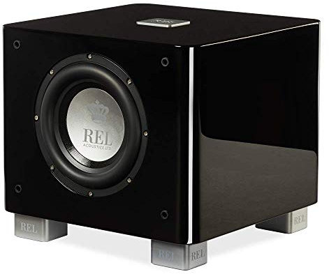 REL Acoustics T/7x Subwoofer, 8 Zoll Front-Firing Driver, Arrow™ Wireless Port, Hochglanz-Schwarz