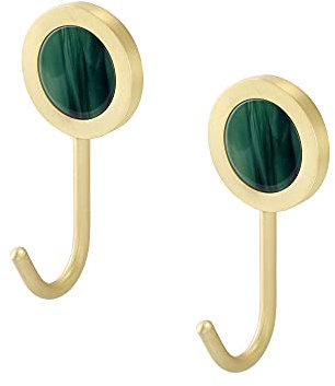 WarmHut 3M Klebehaken, strapazierfähig, Messing-Klebehaken, Wandaufhänger, ohne Nägel, Bademantelhaken für Badezimmer, Grün, Gold, 2 Stück