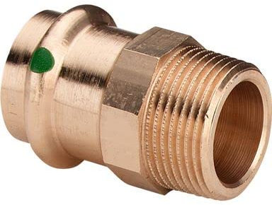 Sanpress Übergangsstück 18 mm x 3/4 AG Rotguss – Pressfitting für Trinkwasser & Heizungsinstallation – SC-Contur – DVGW zertifiziert