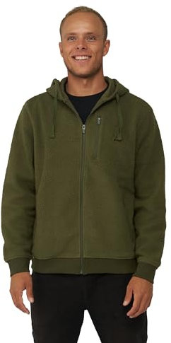 DANISH ENDURANCE Chaqueta de Forro Polar para Hombre, Sudadera de Invierno, Capucha Ajustable, Dobladillo Elástico, Verde, XXL