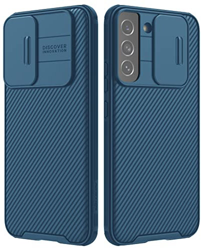 Nillkin CamShield Pro Coque pour Galaxy S22 [Protection de l'appareil Photo] avec Coque coulissante pour Appareil Photo, étui de Protection Fin et élégant pour Samsung Galaxy S22 Bleu