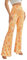 EVELUST 70er Jahre Schlaghose Für Damen – Boho 60er Hose Hippie Blumen High Waist Outfit Disco Kostüm Yogahose Leggings(Orange, S, 1050w)